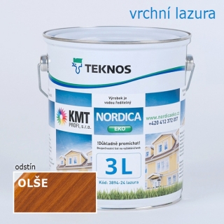 Teknos Nordica Eko Olše lazura na dřevo 3,00 L