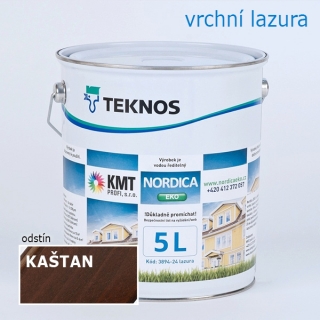 Teknos Nordica Eko Kaštan lazura na dřevo 5,00 L