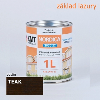 Teknos Nordica 2900-22 základ Teak 9016 na dřevo 1,00 L